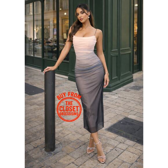 ZARA BLOGGER FAVE!!! Fitted Gradient Midi Dress NWT 🤍 - Picture 2 of 16